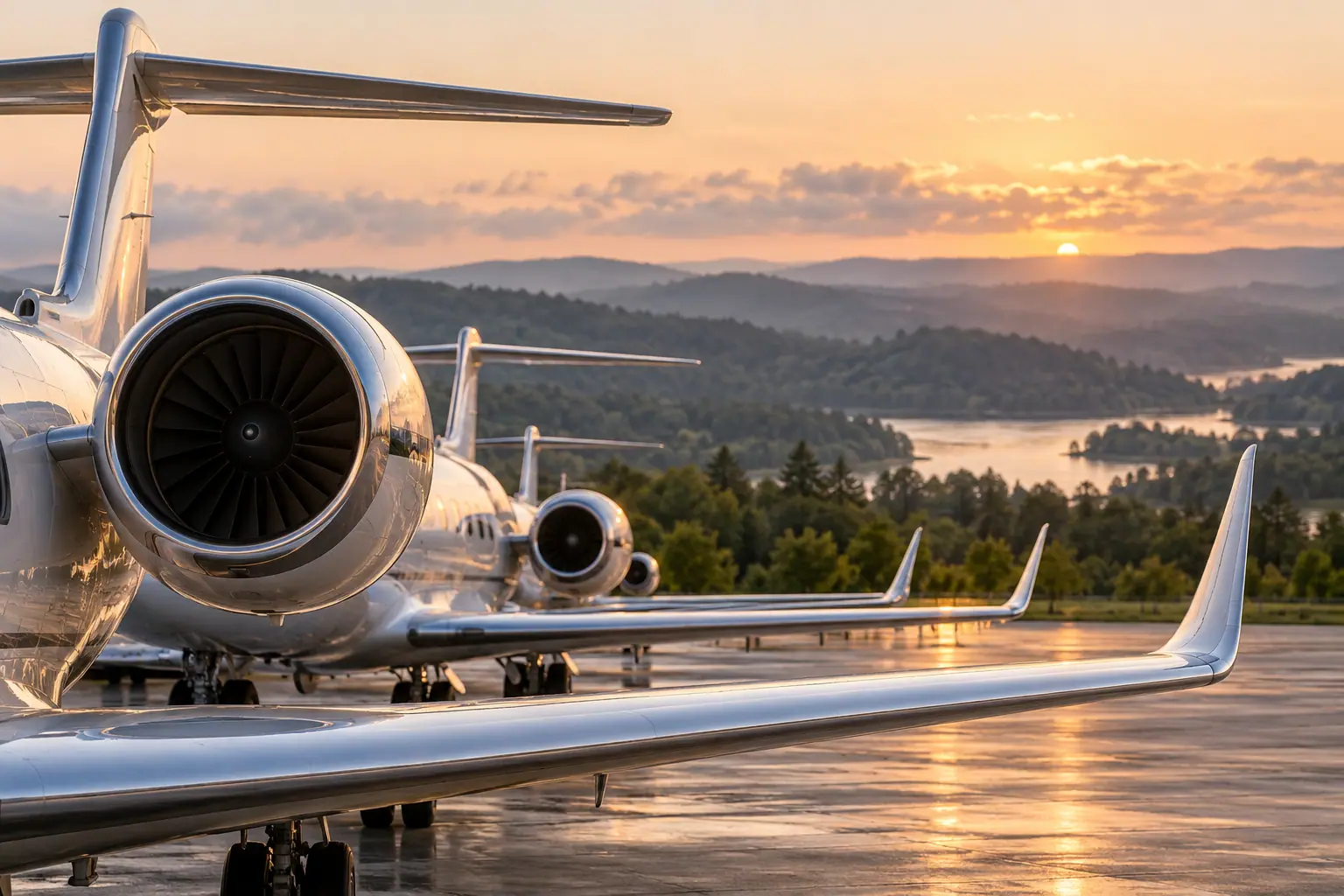 Business jets on the ramp