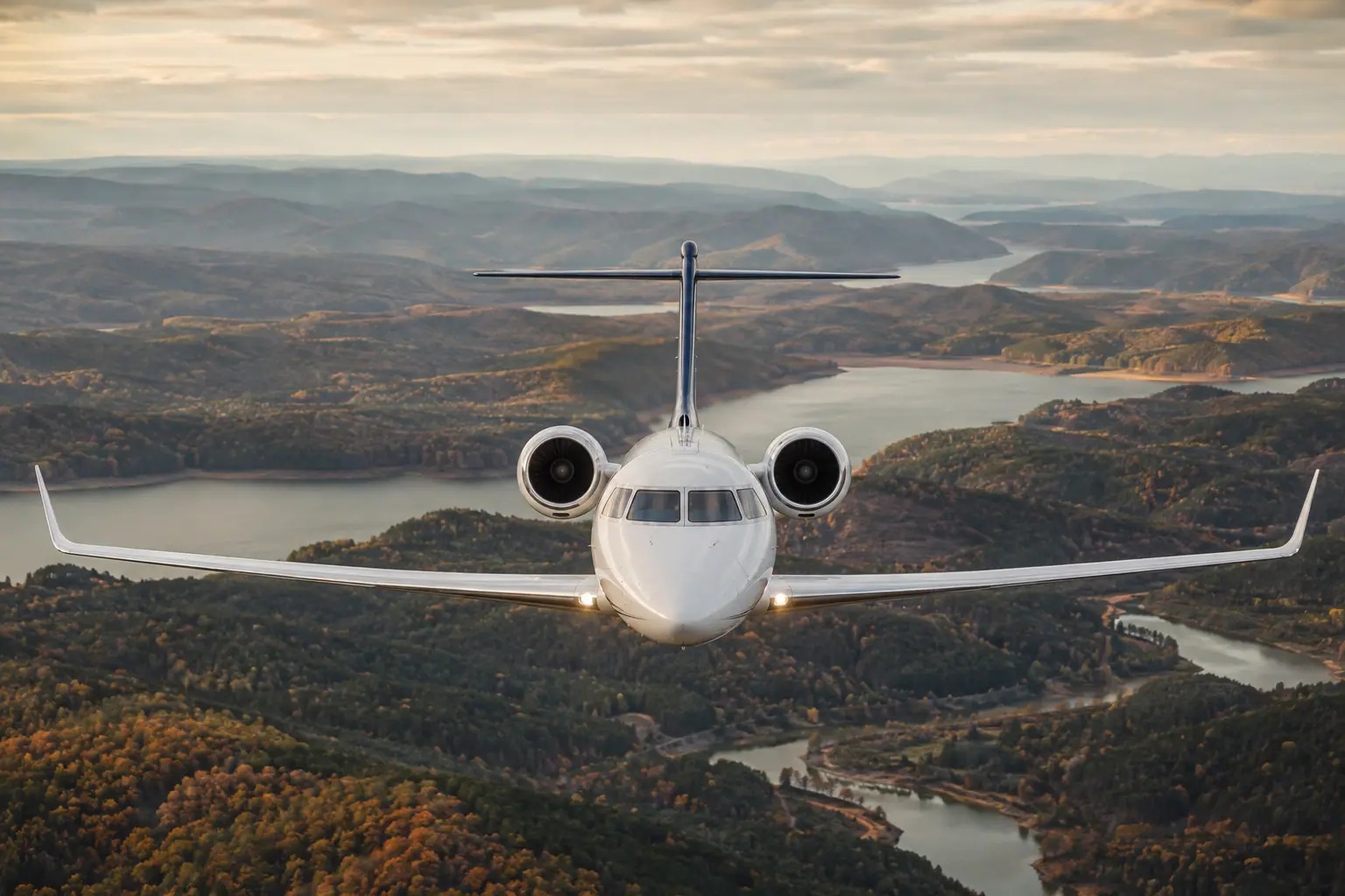 Private jet climbing out over Atlanta
