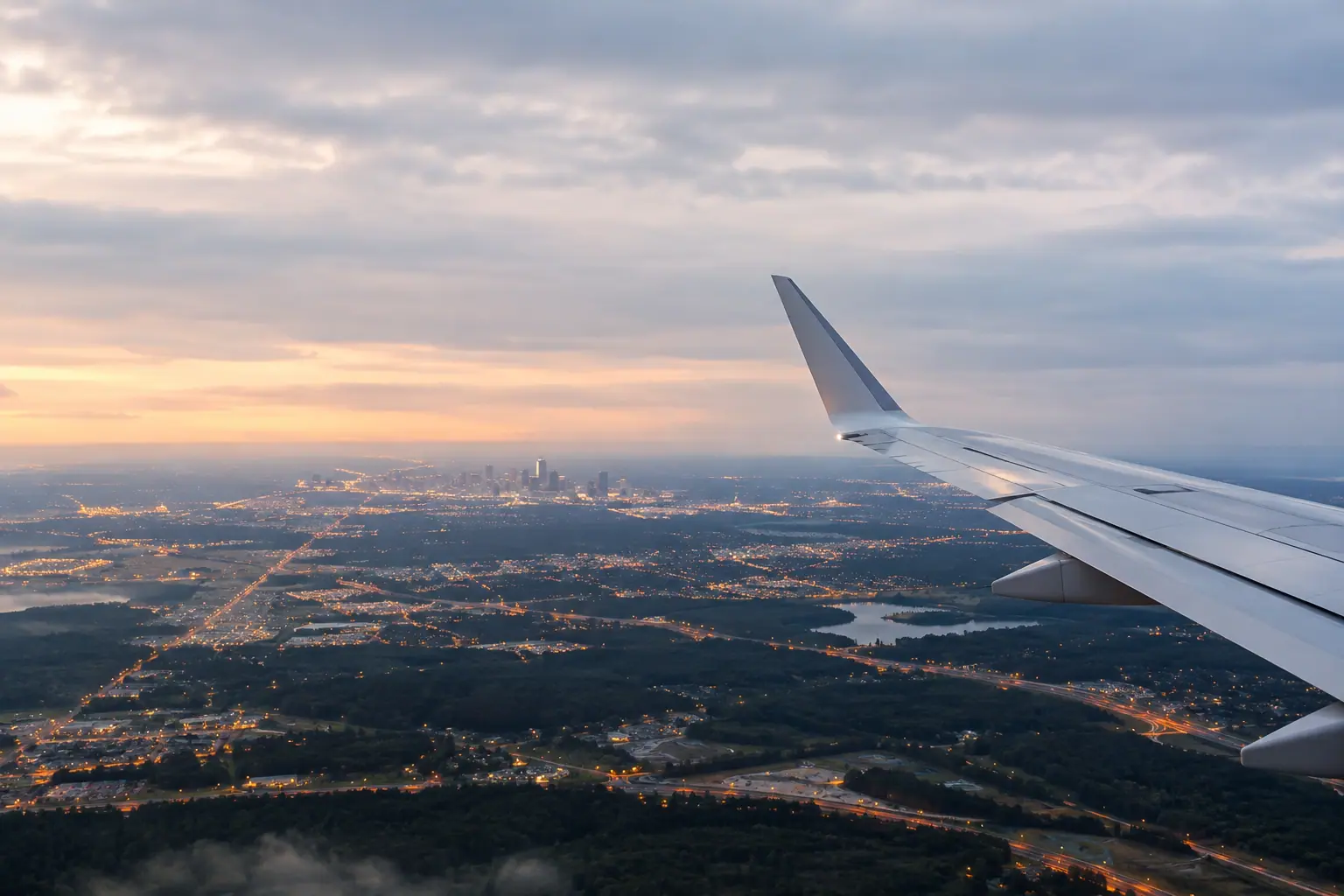 Atlanta lights seen from a private jet
