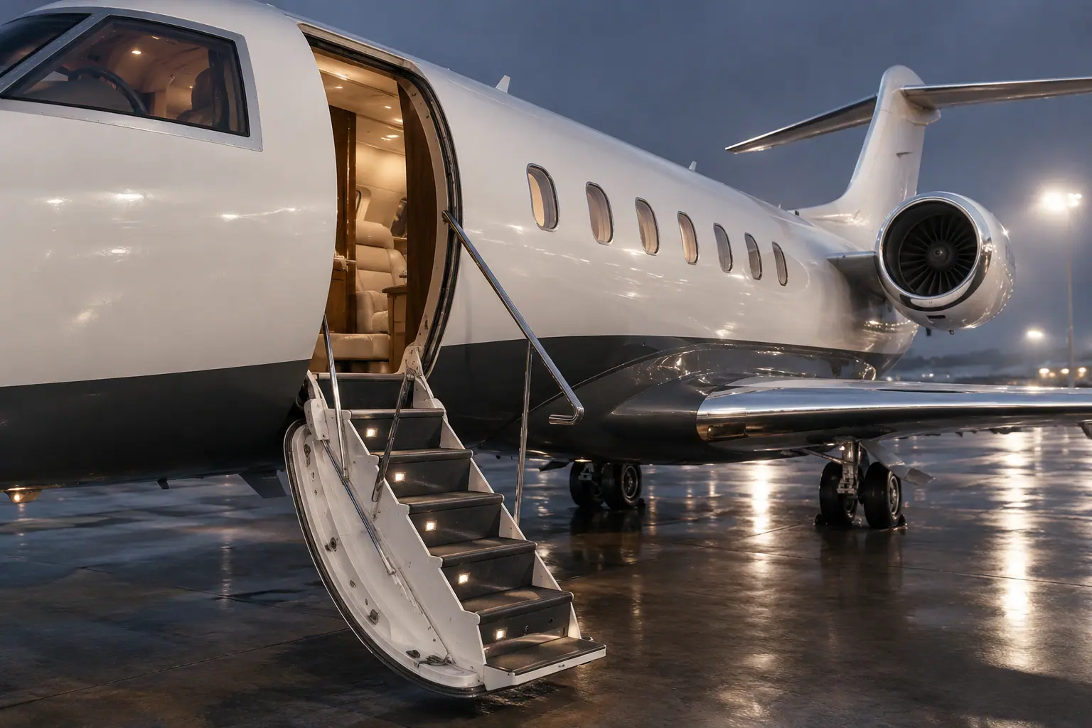 Open airstair of a private jet