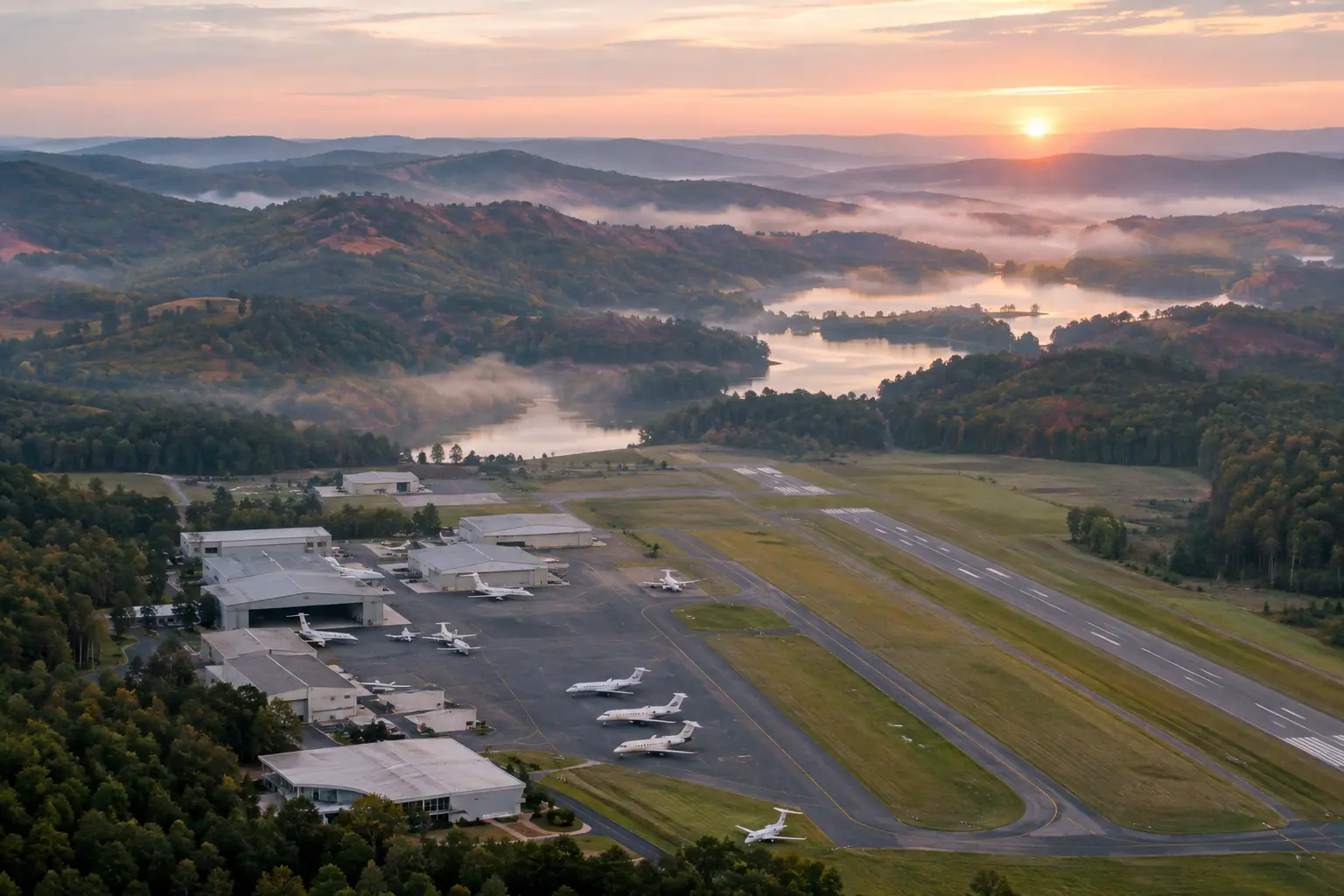 Business aviation ramp near Atlanta